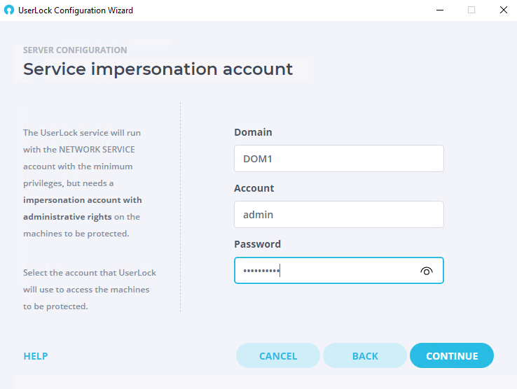 Service impersonation account
