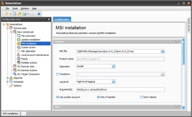 RemoteExec MSI installation settings example