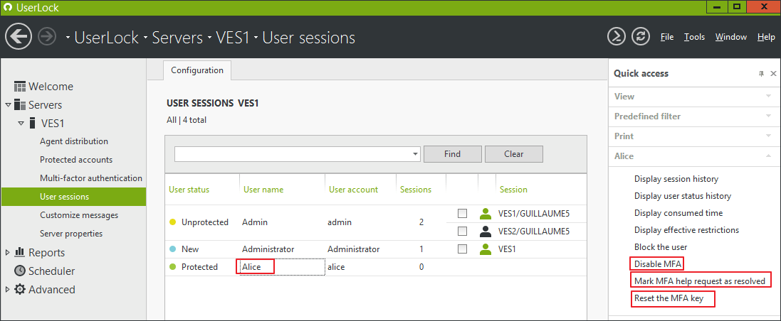 User sessions