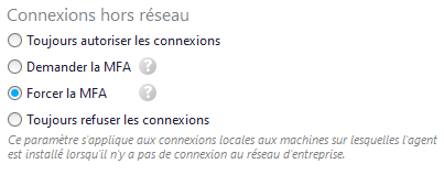 Connexions à partir de machines hors ligne