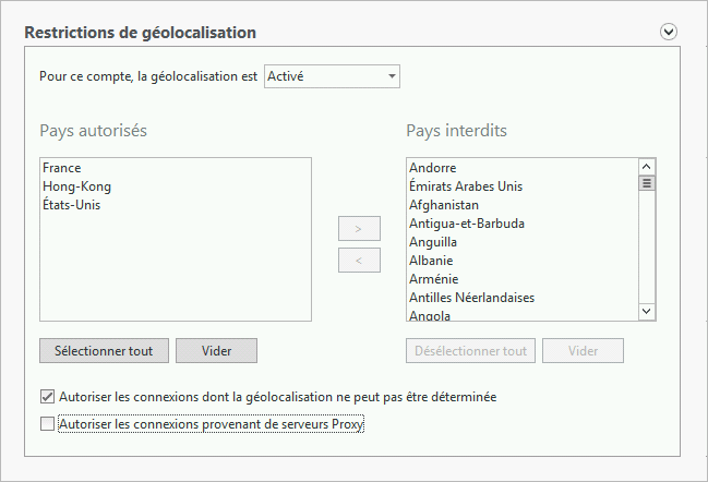 Restrictions de géolocations