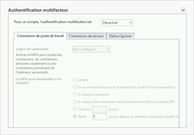 MFA Non configuré