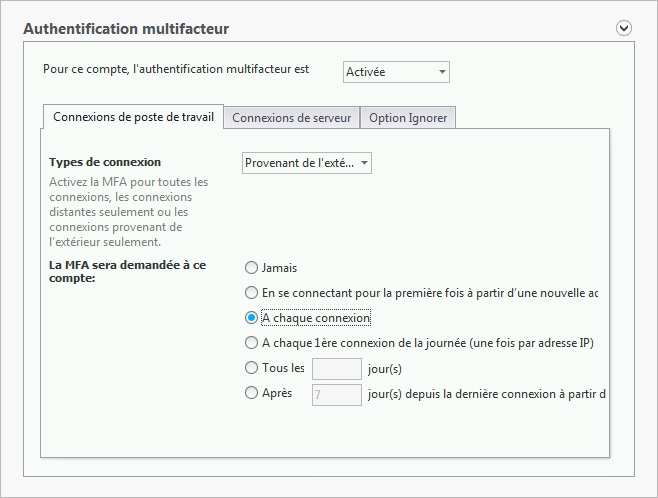 MFA - Connexions de poste de travail