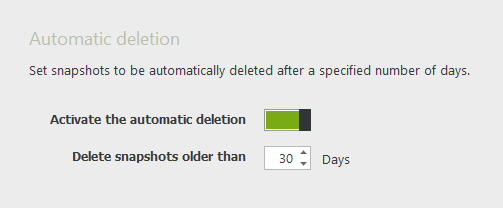 Automatic deletion of snapshots