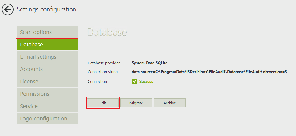 Setting configuration