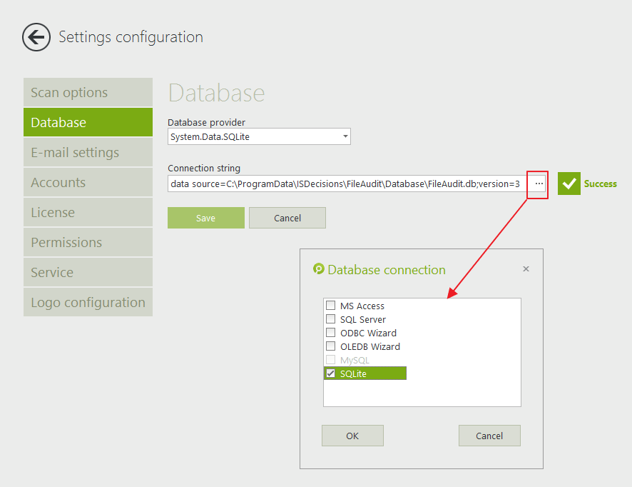 Database settings