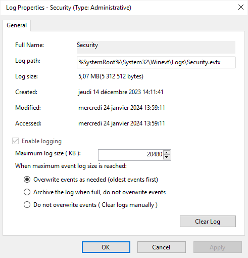 Log properties