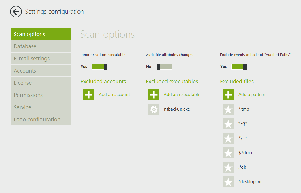 Scan options