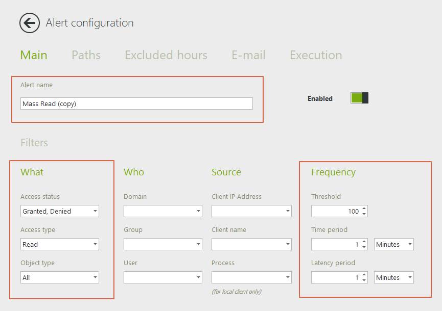 Alert configuration