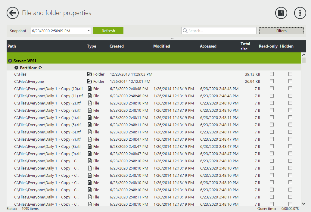 Files and folders properties