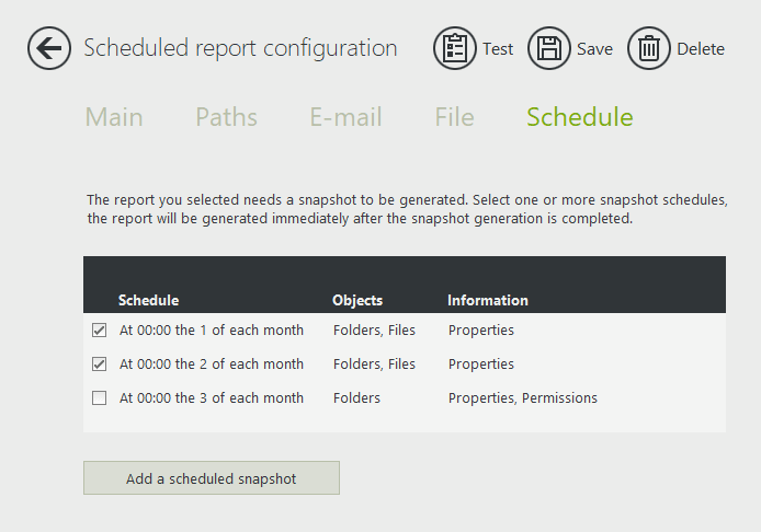 Schedule NTFS Permissions and Properties reports