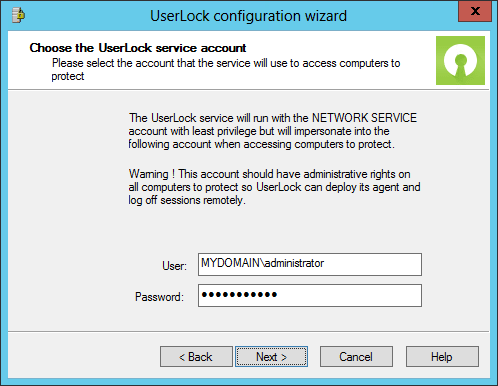 UserLock Configuration wizard