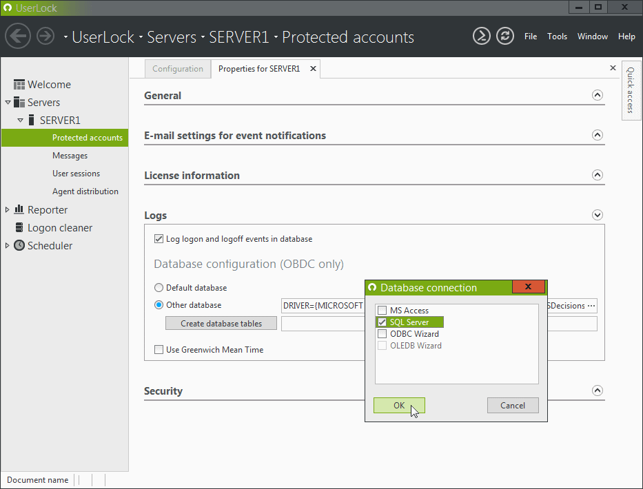 UserLock Configuration wizard