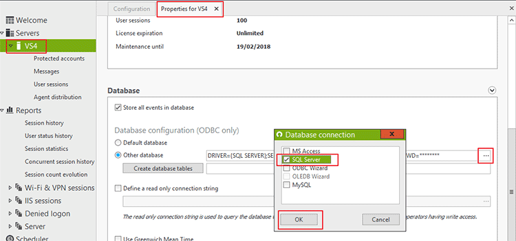 Select SQL Server and press OK