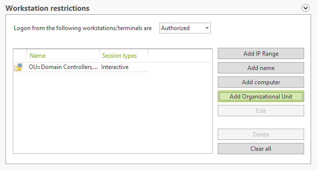 Authorize these accounts to only access domain controllers or machines