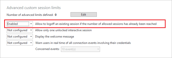 Enable users to remotely logoff their existing sessions