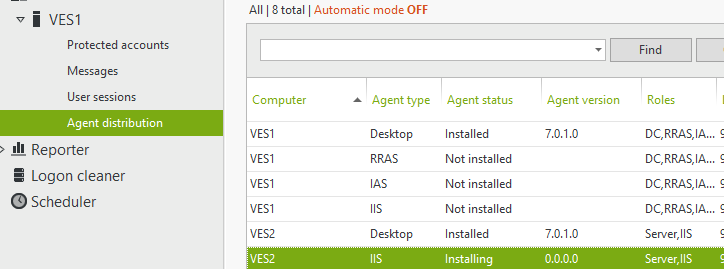 IIS agent distribution message