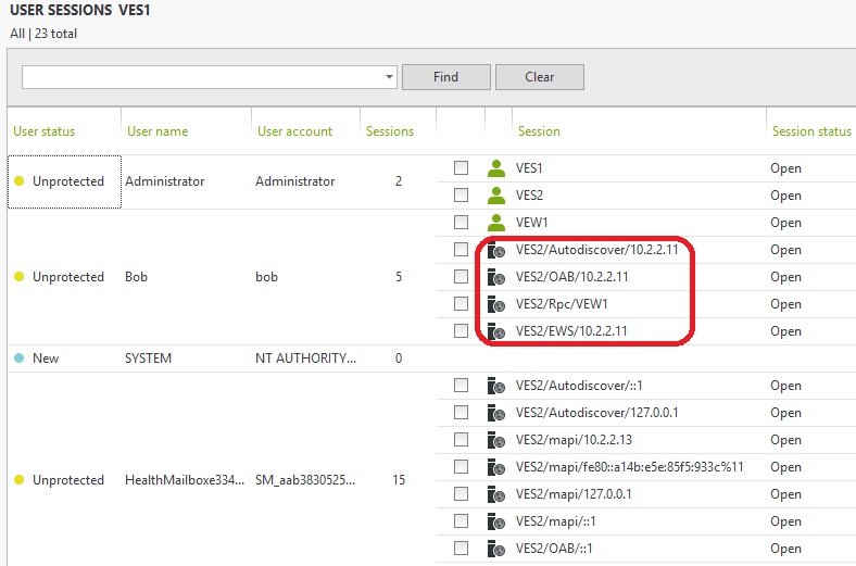 viewing many different IIS sessions mailbox access