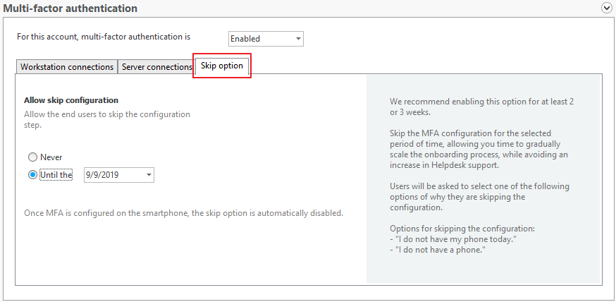 Skip option