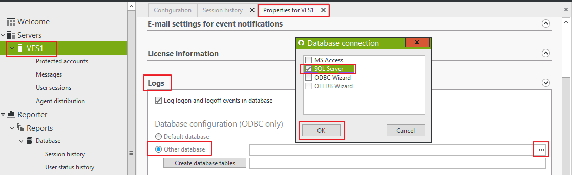 Database connection
