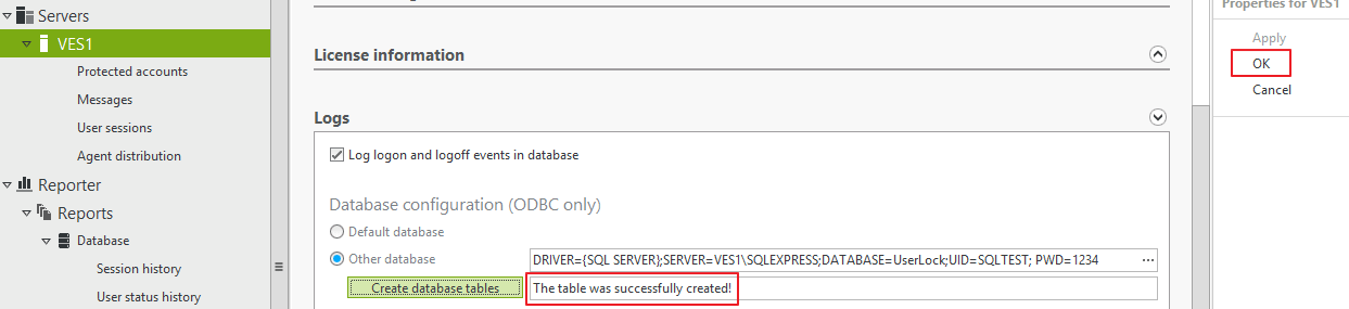 Tables created