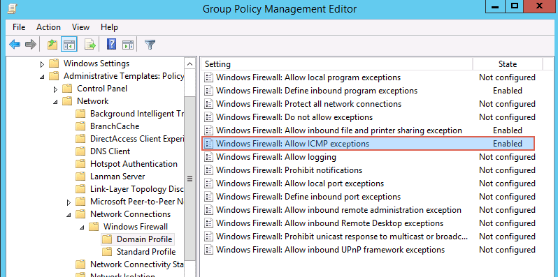 Group Policy - Allow ICMP exception