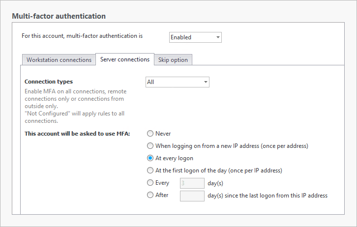 MFA - Server Restrictions