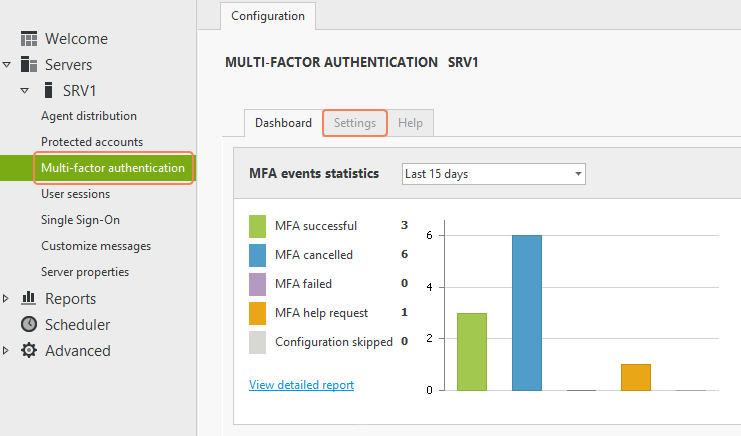 MFA settings in the UserLock console