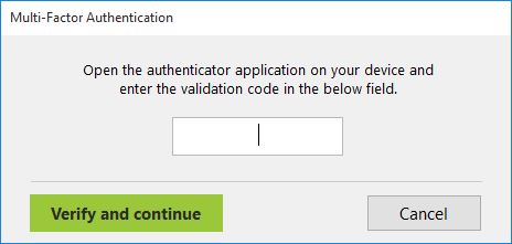 Enter the authentication code