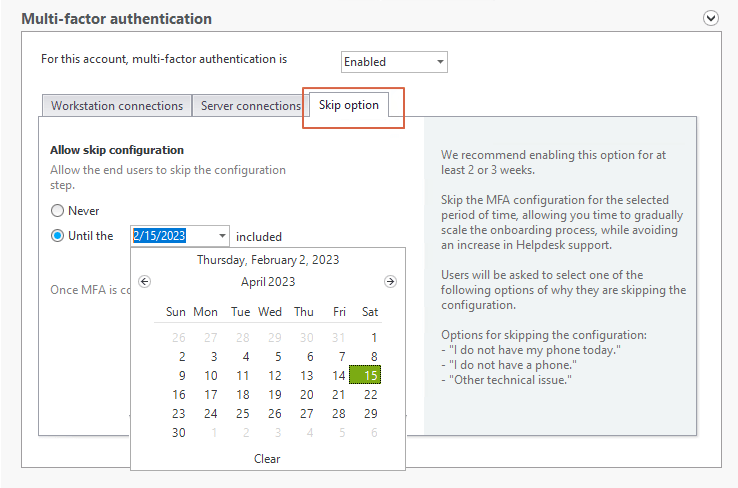 Skip the MFA configuration