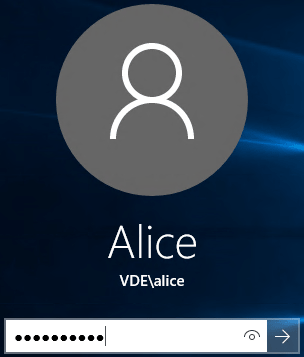 Log on VEW3 as VDE\Alice
