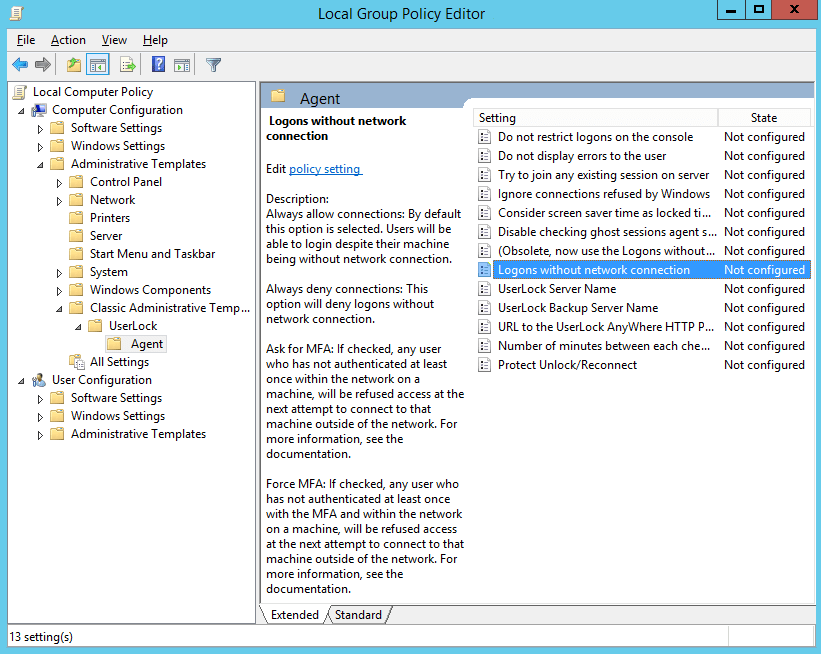 Logons without network connection