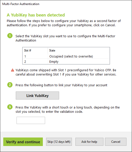 Using YubiKey with UserLock