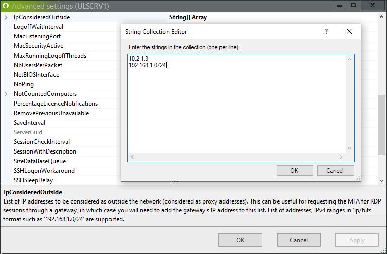 IP addresses considered as outside